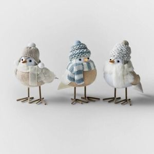 New! Target Wondershop Set of 3 Holiday Winter Outdoorsy Fabric Mini Birds
